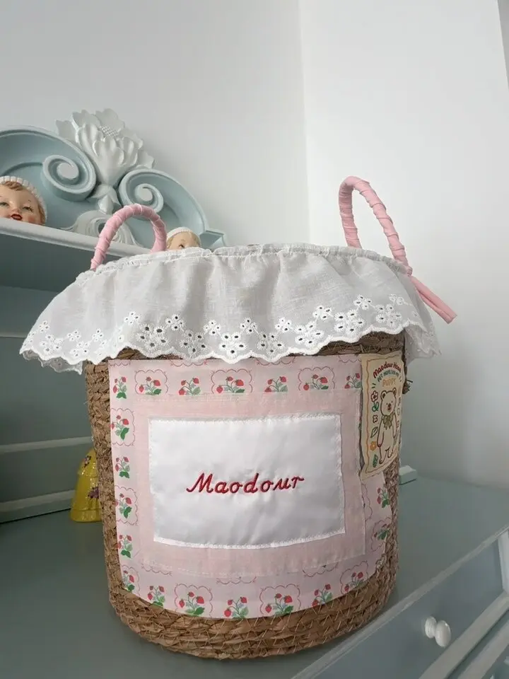 wooden storage basket for pet toys in a customer's home - Bear Pet Storage Basket